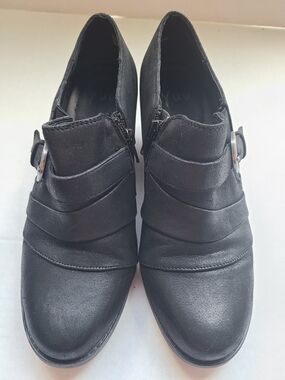 Yuu Black Ankle Booties with Buckle Accent